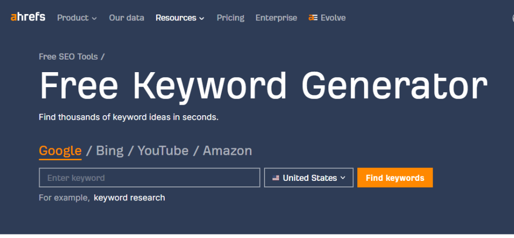 Ahrefs Free Keyword Generator
