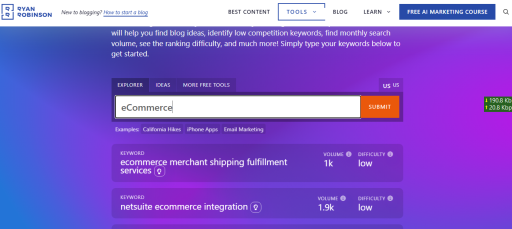 Ryrob keyword tool