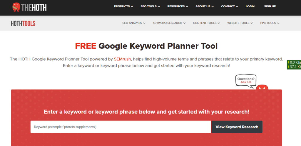The HOTH Google Keyword Planner